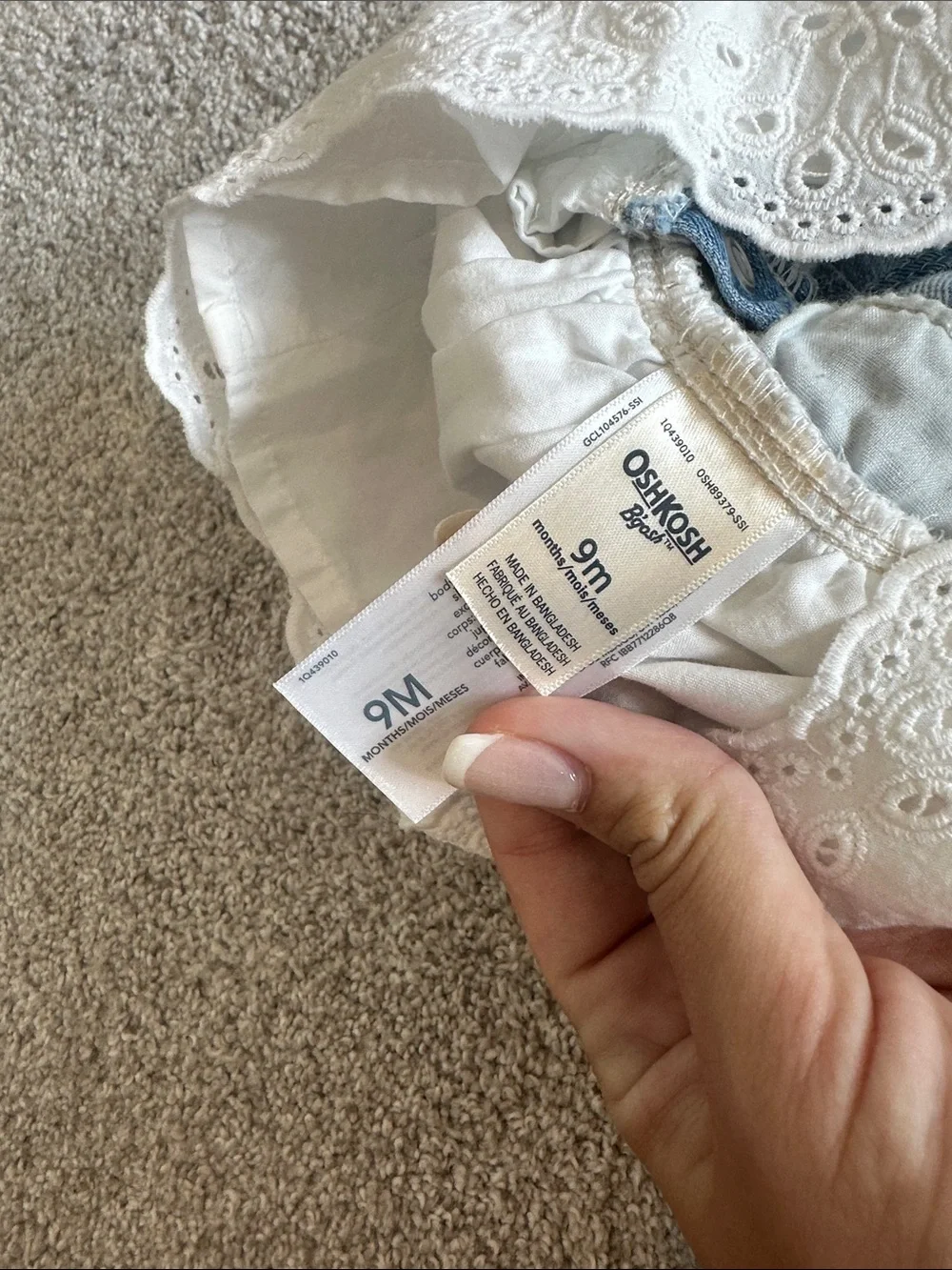 OshKosh B'gosh Light Denim & White Eyelet Overall Dress